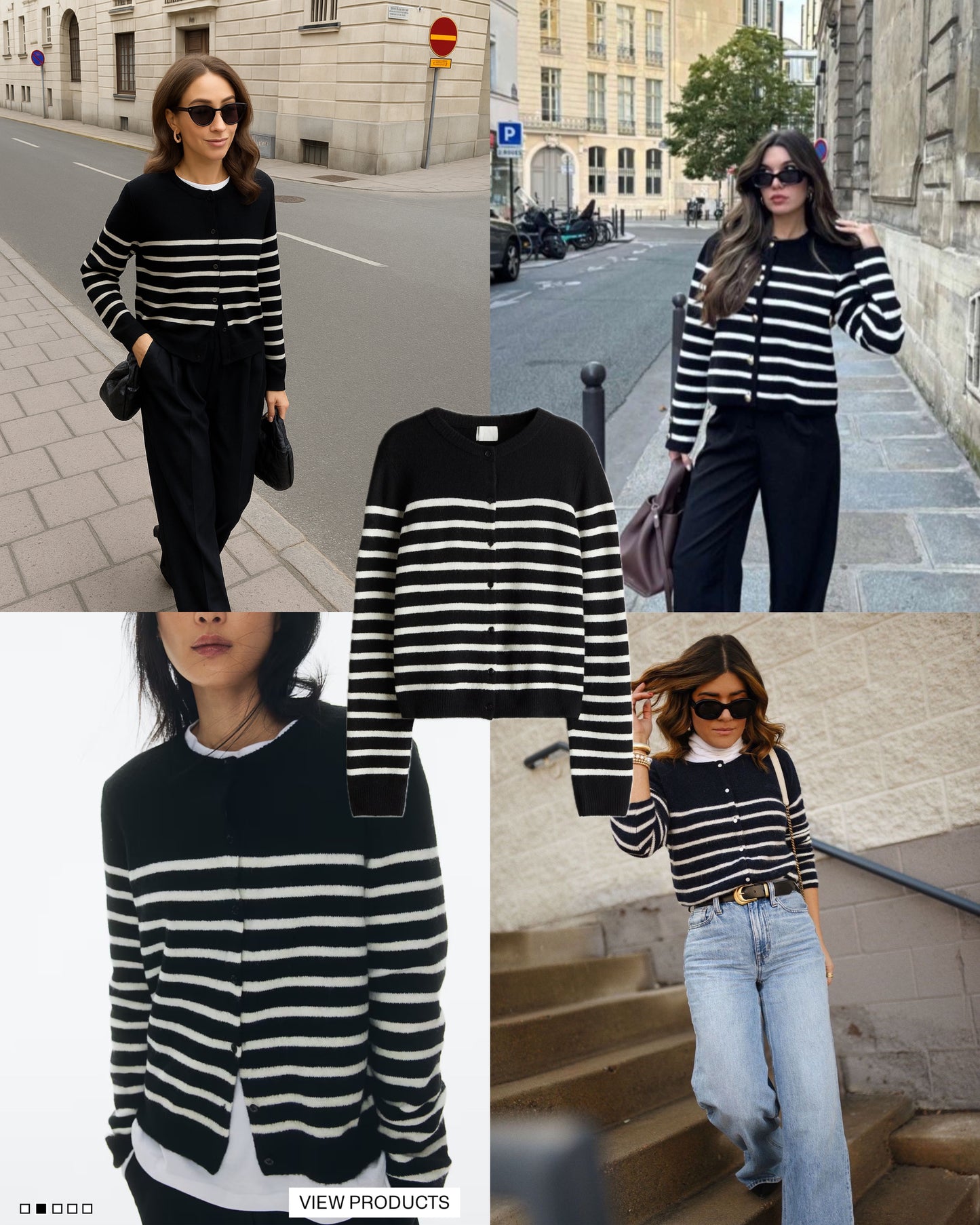 H&M Striped Knit Cardigan (Black)