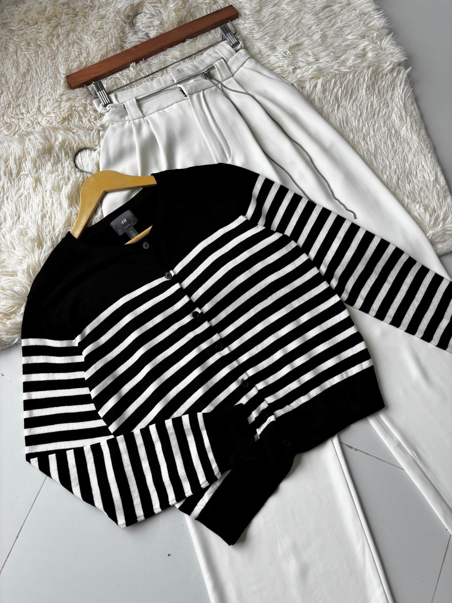 H&M Striped Knit Cardigan (Black)