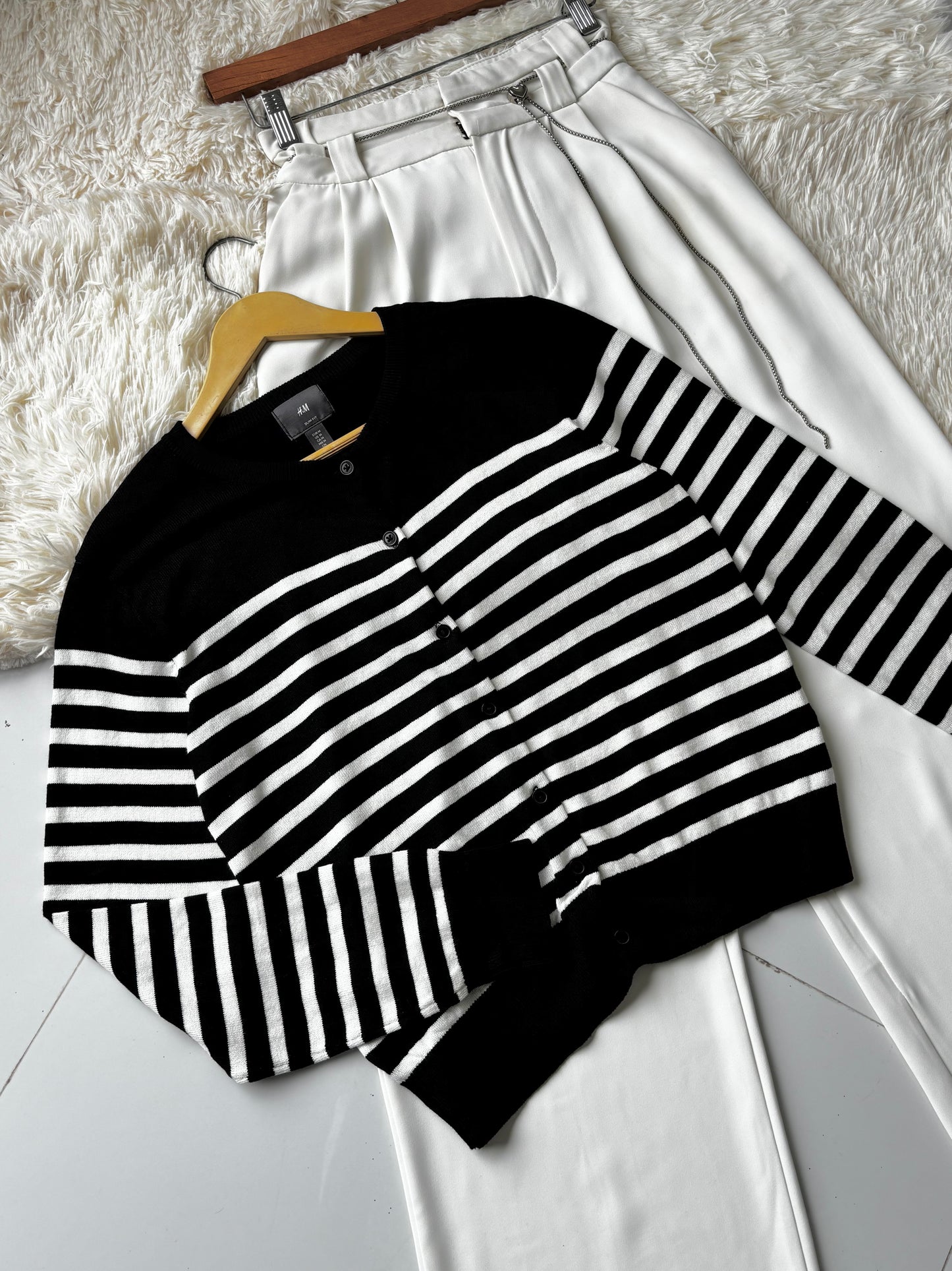 H&M Striped Knit Cardigan (Black)