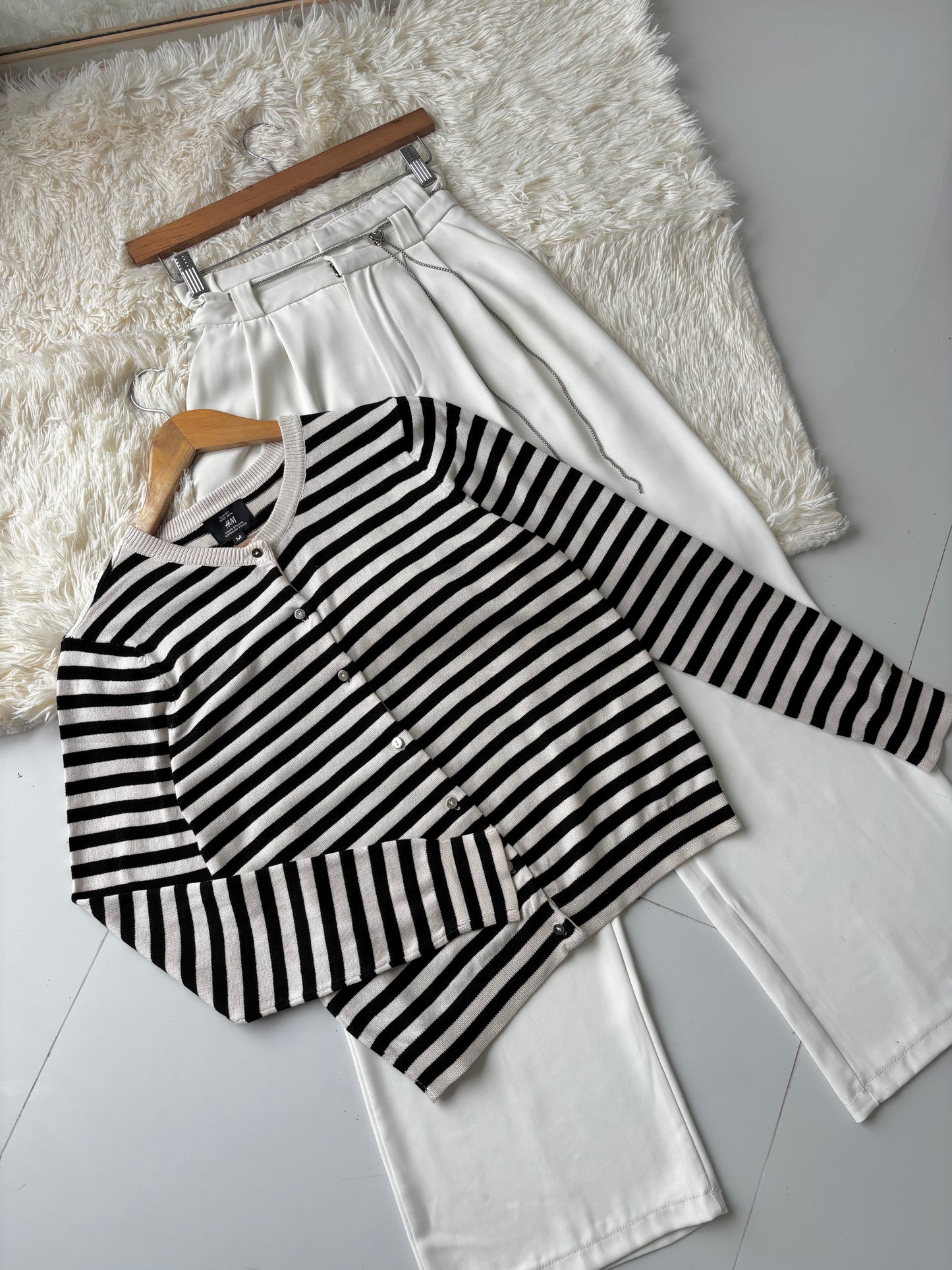 H&M Striped Knit Cardigan (Beige n Black)