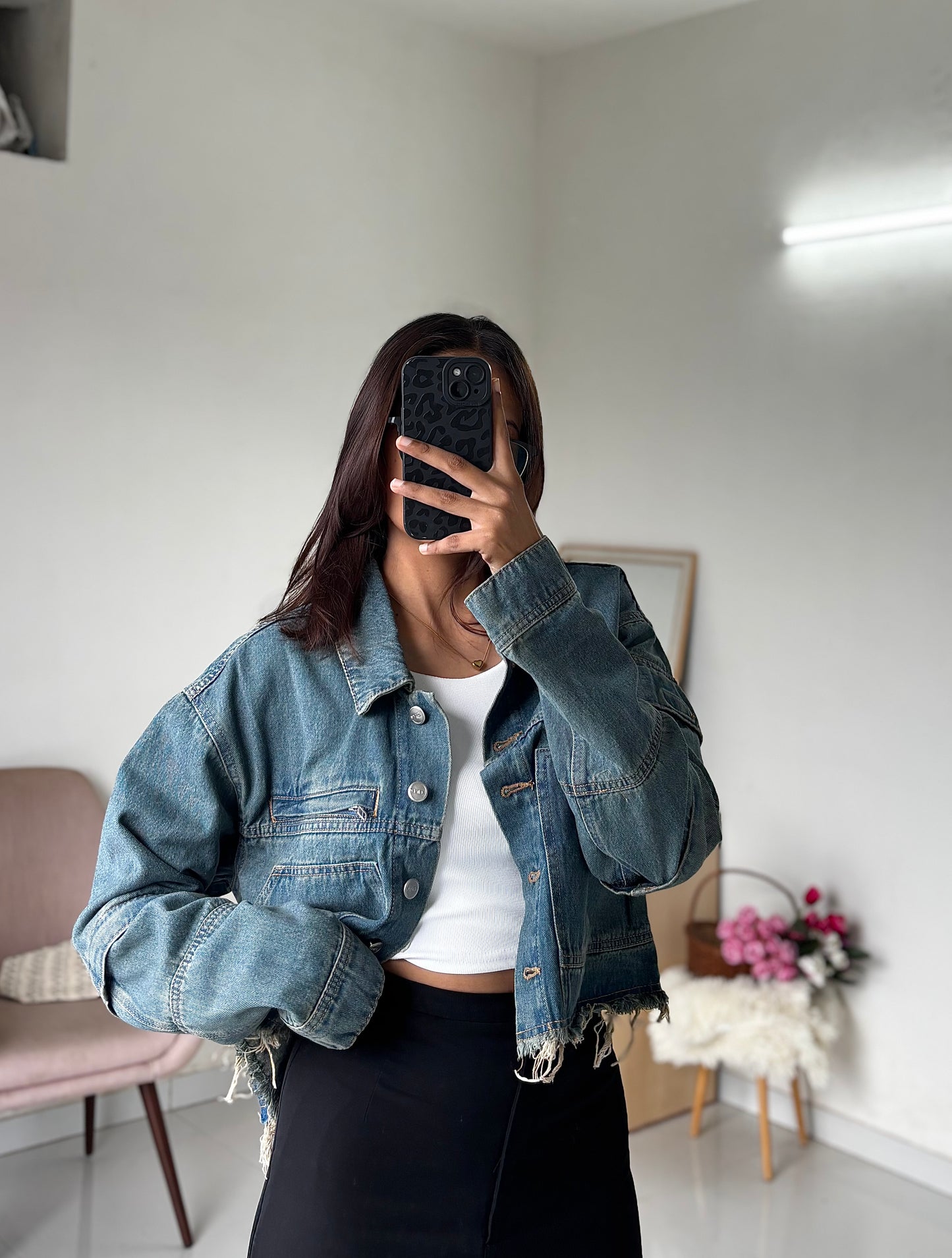 Classic blue denim cargo jacket