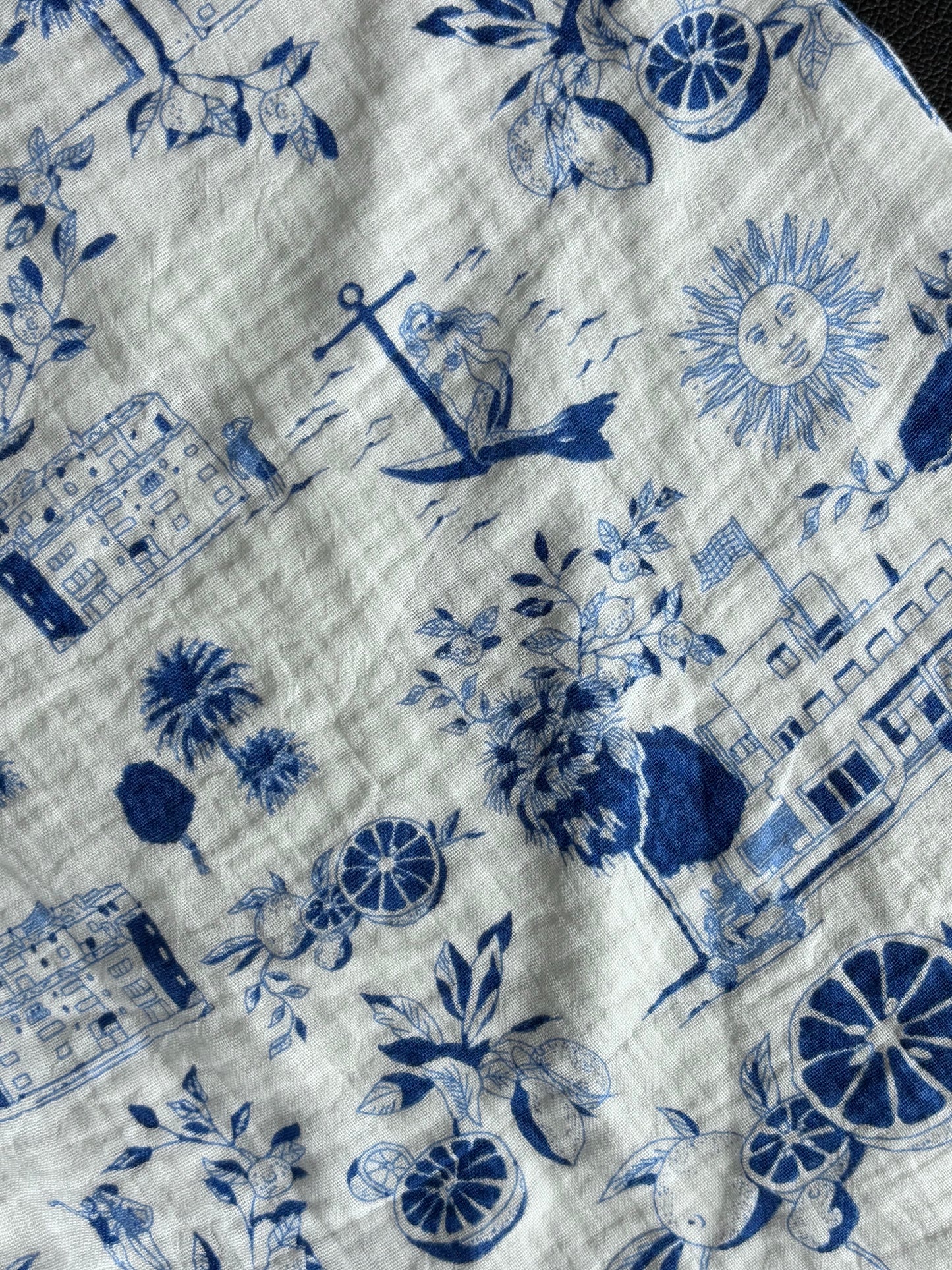 White & Blue Printed Pants