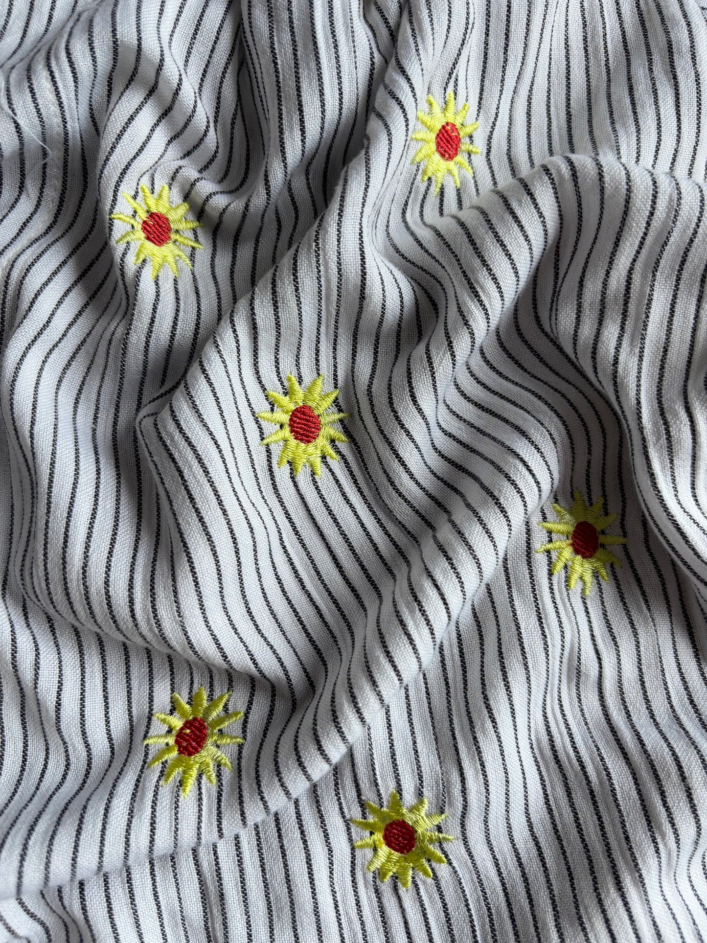 White Sunflower Embroidery Shirt