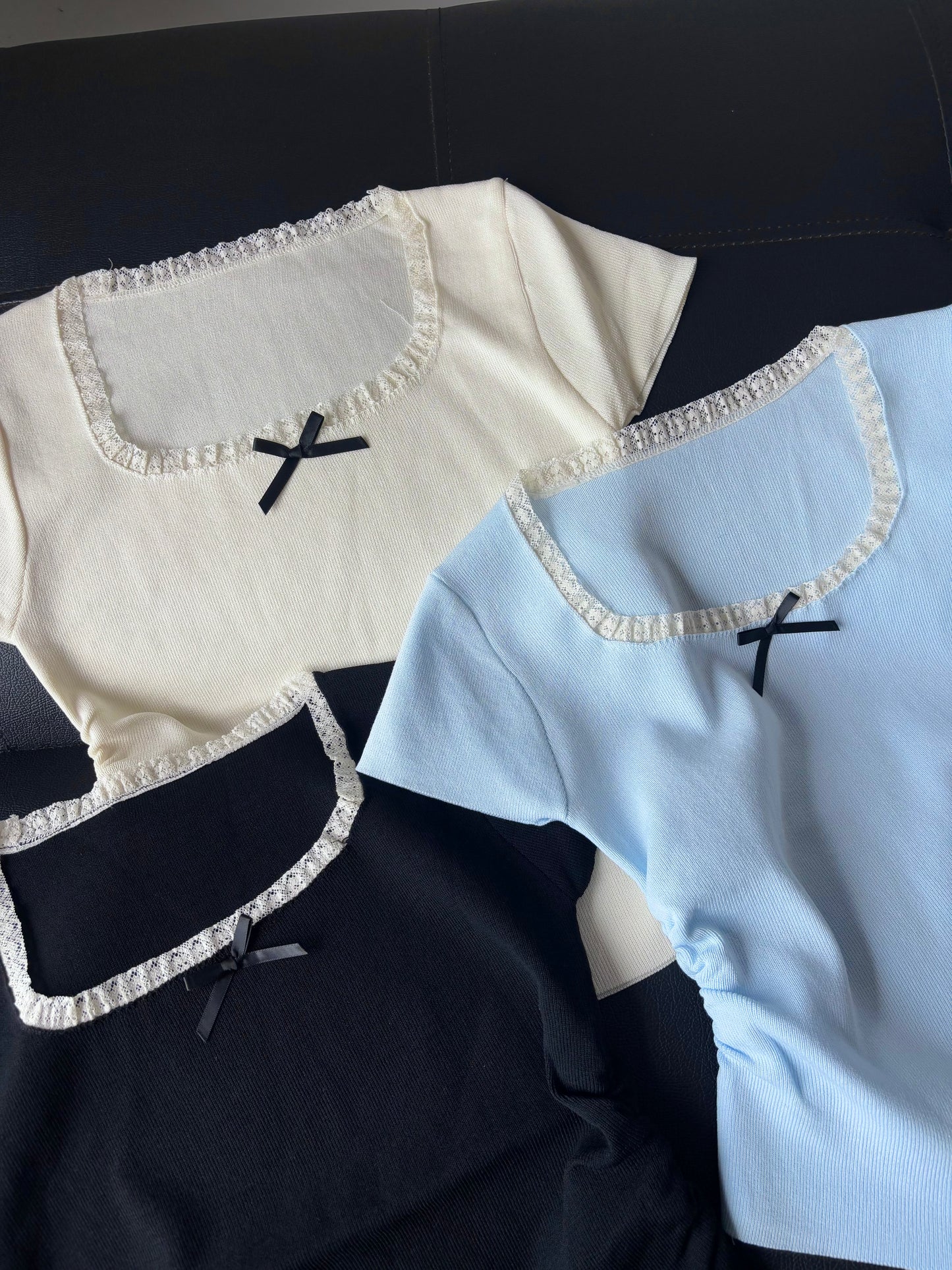 Square neck Korean bow Top