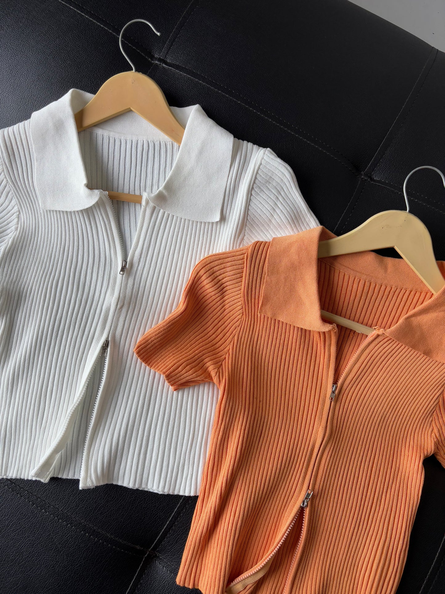 Double zipper Korean top