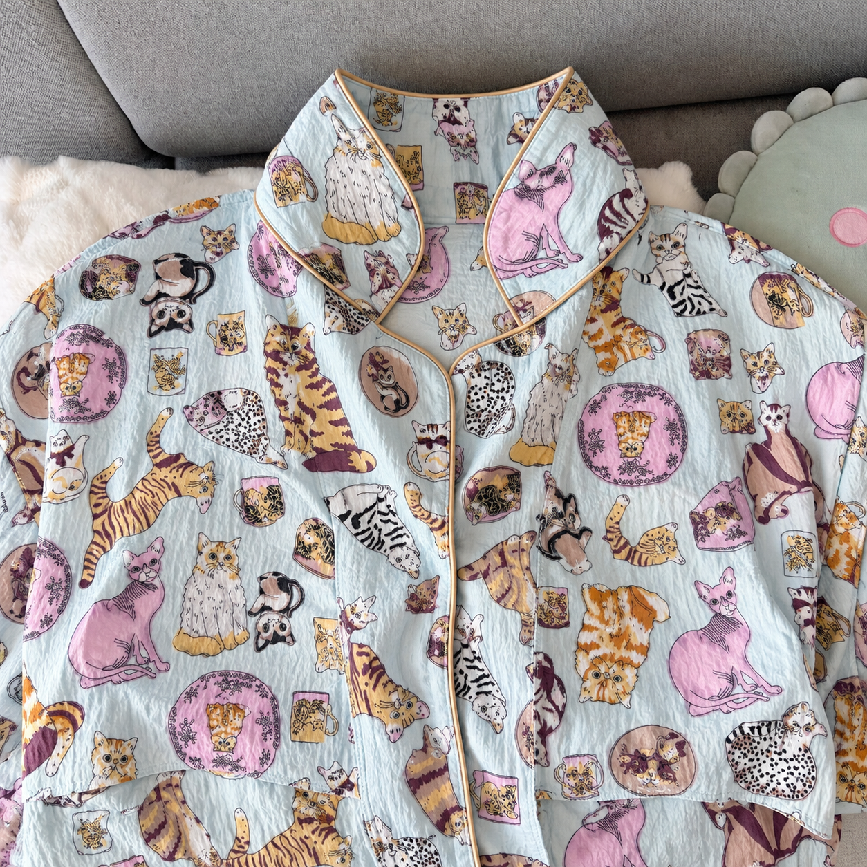 Cat Story Padded 3 Piece Night Suit