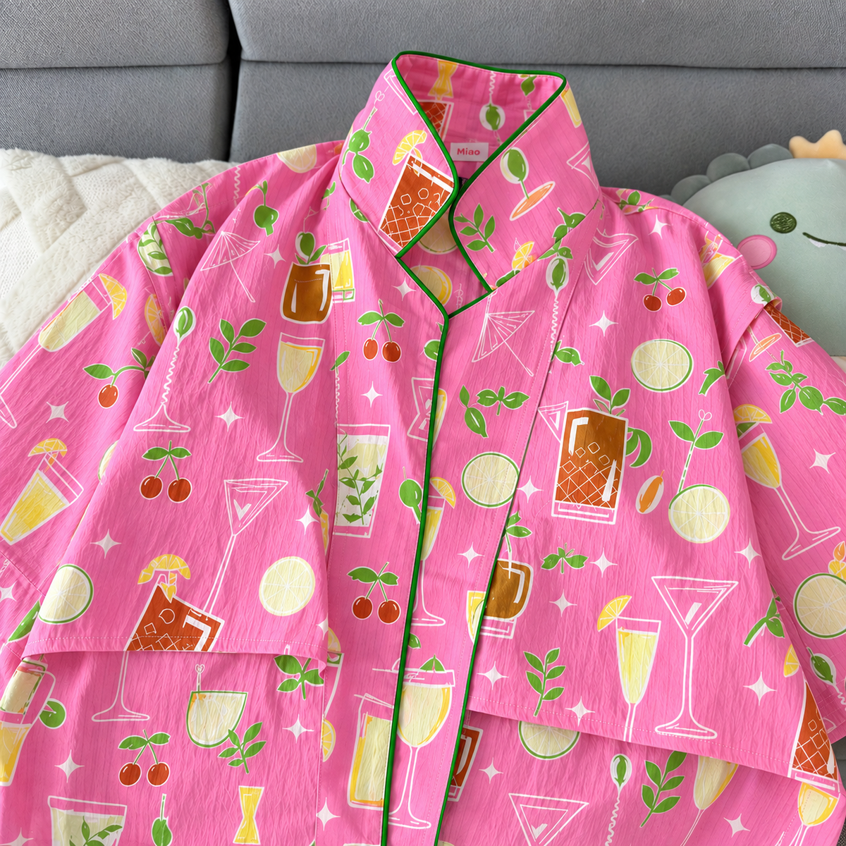 Cocktail Dreams Pink Padded 3 Piece Night Suit