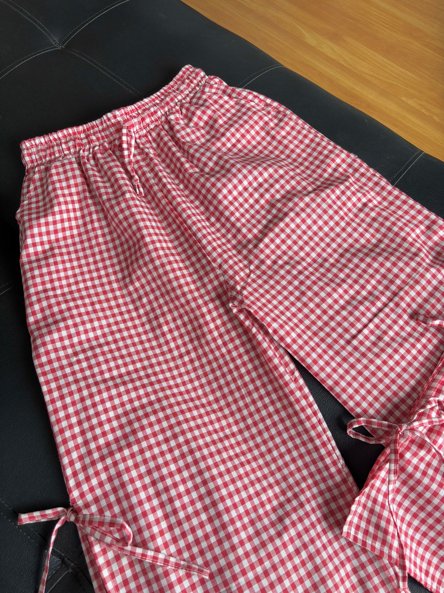 Viral Red Gingham Bow Pants