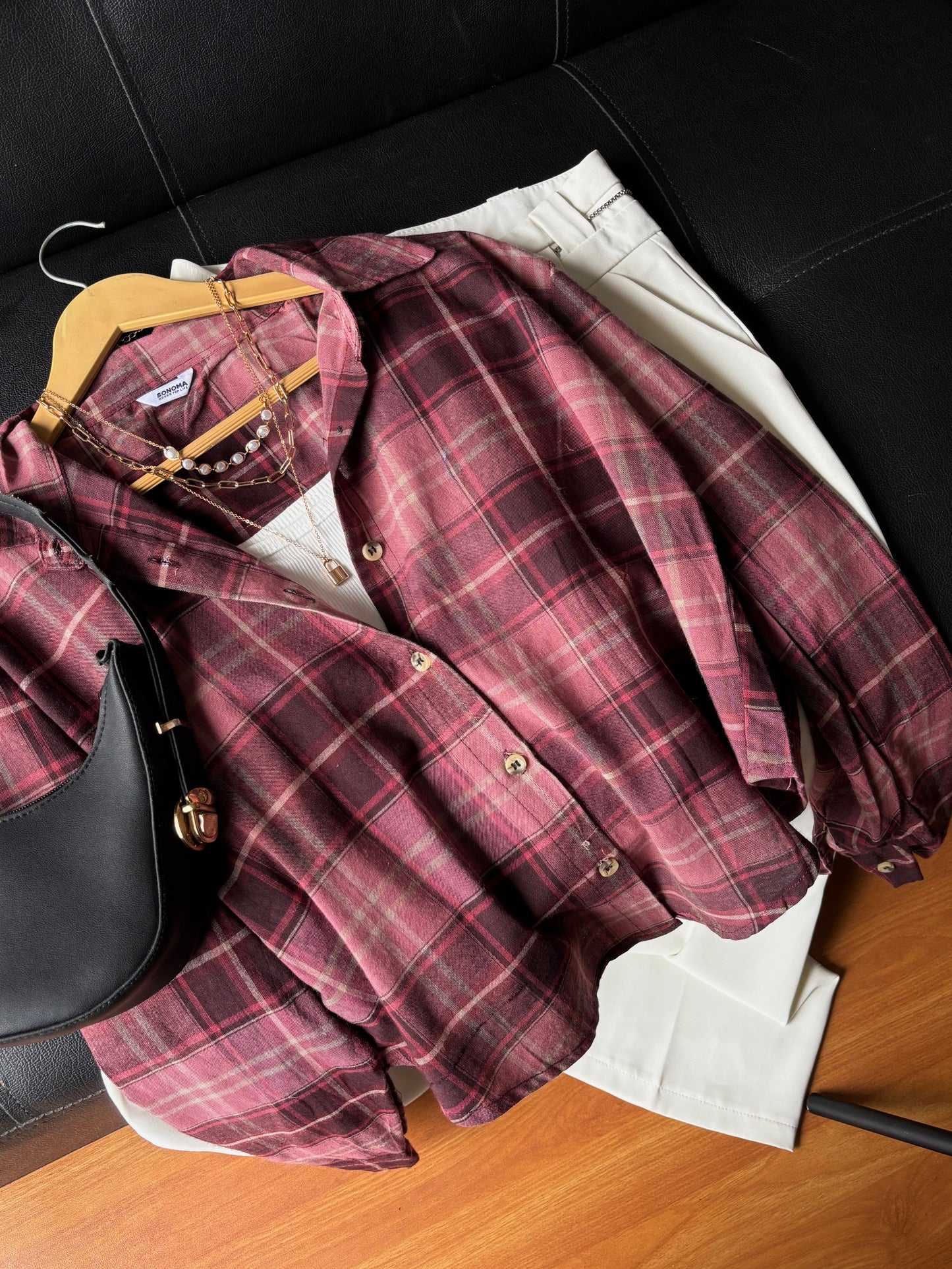 Mauve Burgundy Checked Shirt