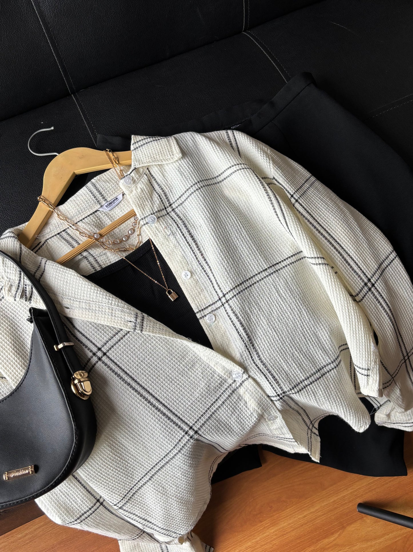 Off White Checked Shirt