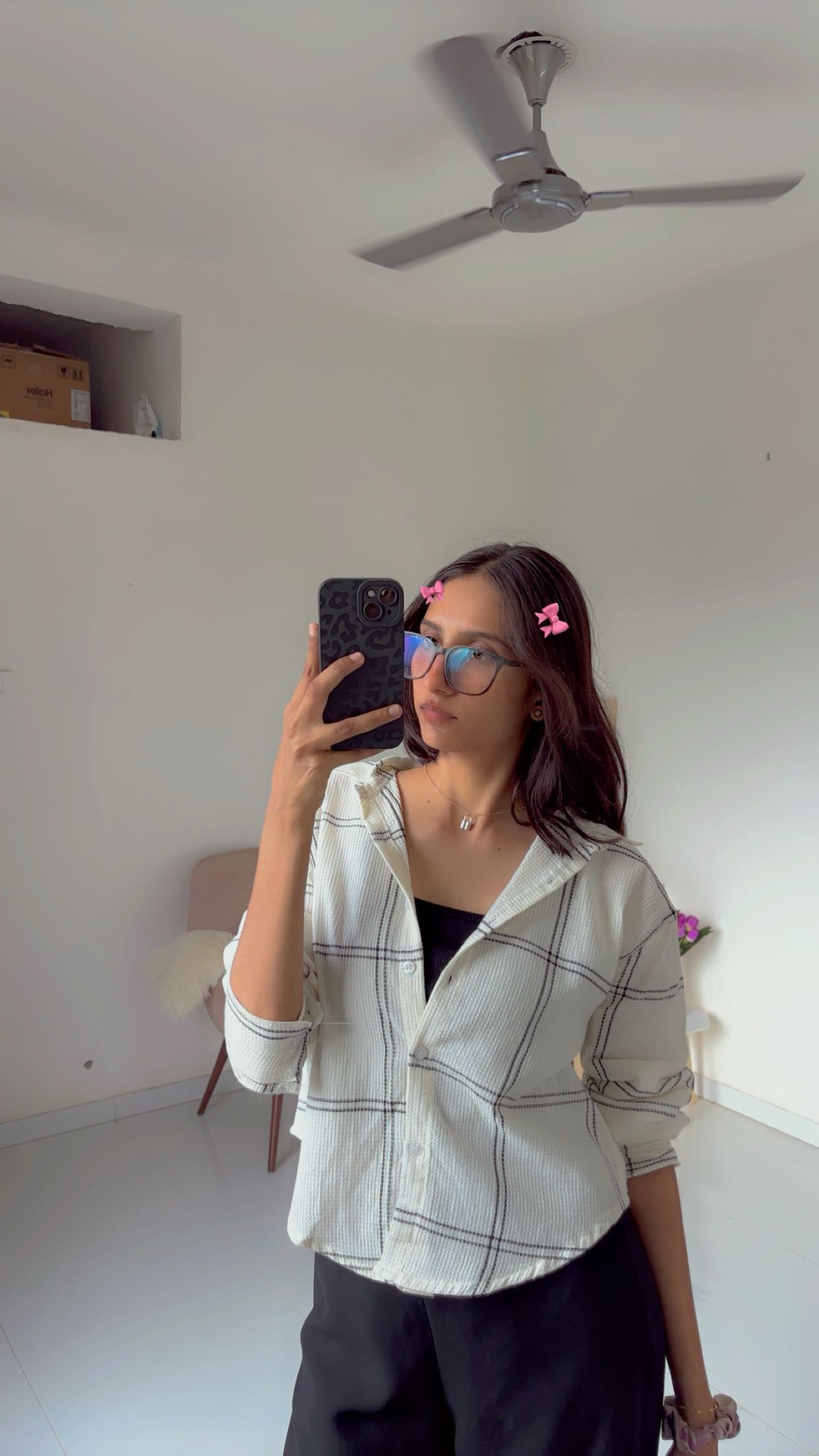 Off White Checked Shirt