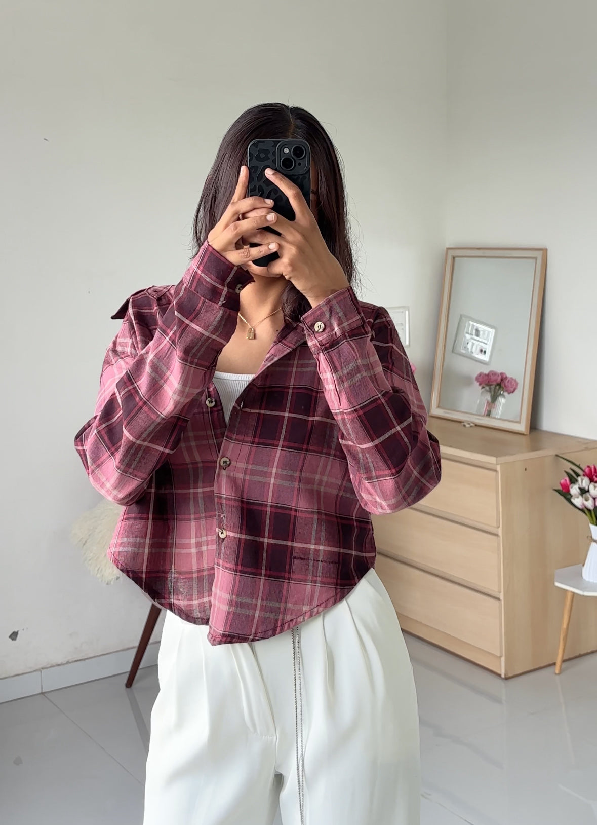Mauve Burgundy Checked Shirt