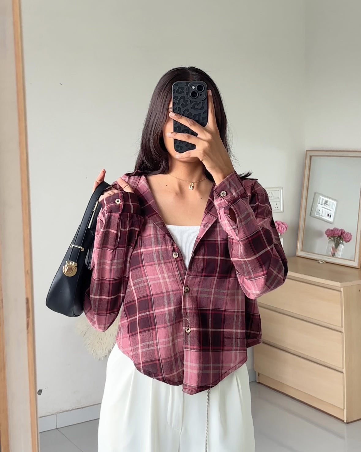 Mauve Burgundy Checked Shirt