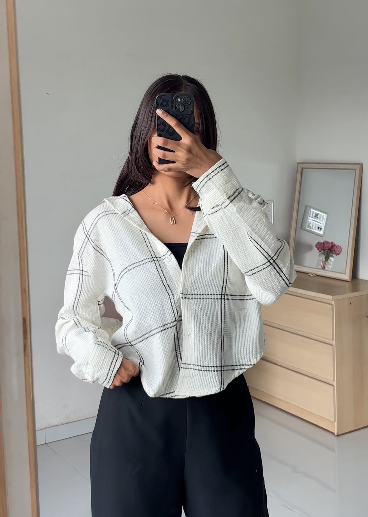 Off White Checked Shirt