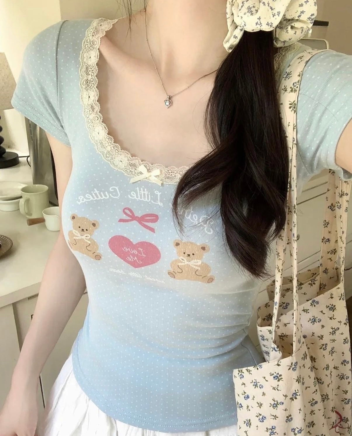 Retro Love Teddy Built-in Bra tops