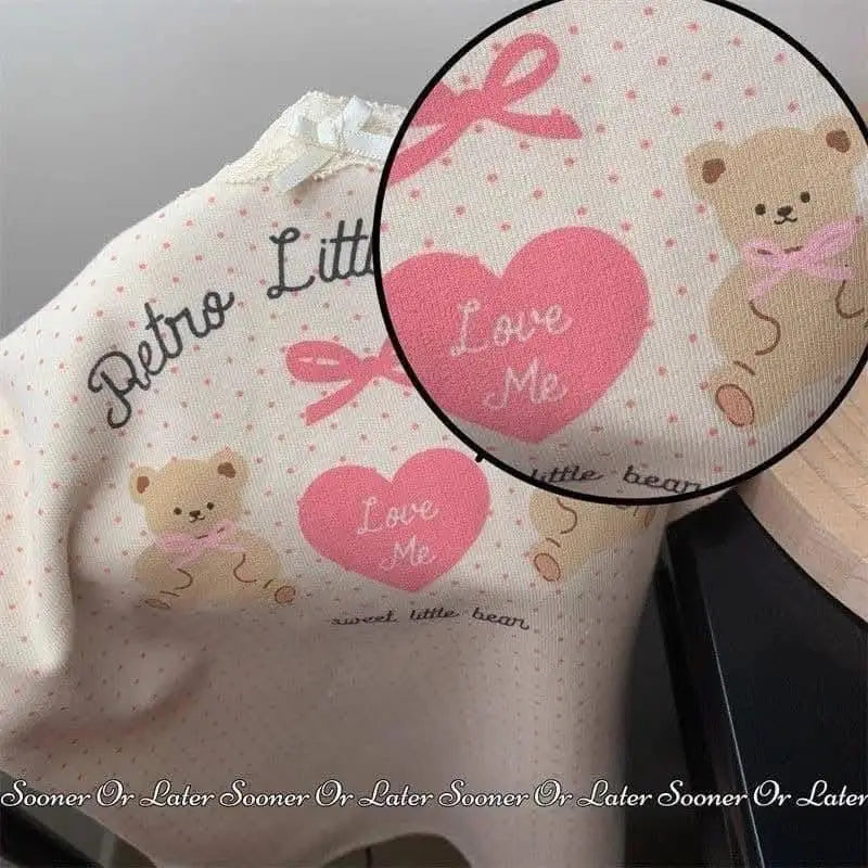 Retro Love Teddy Built-in Bra tops