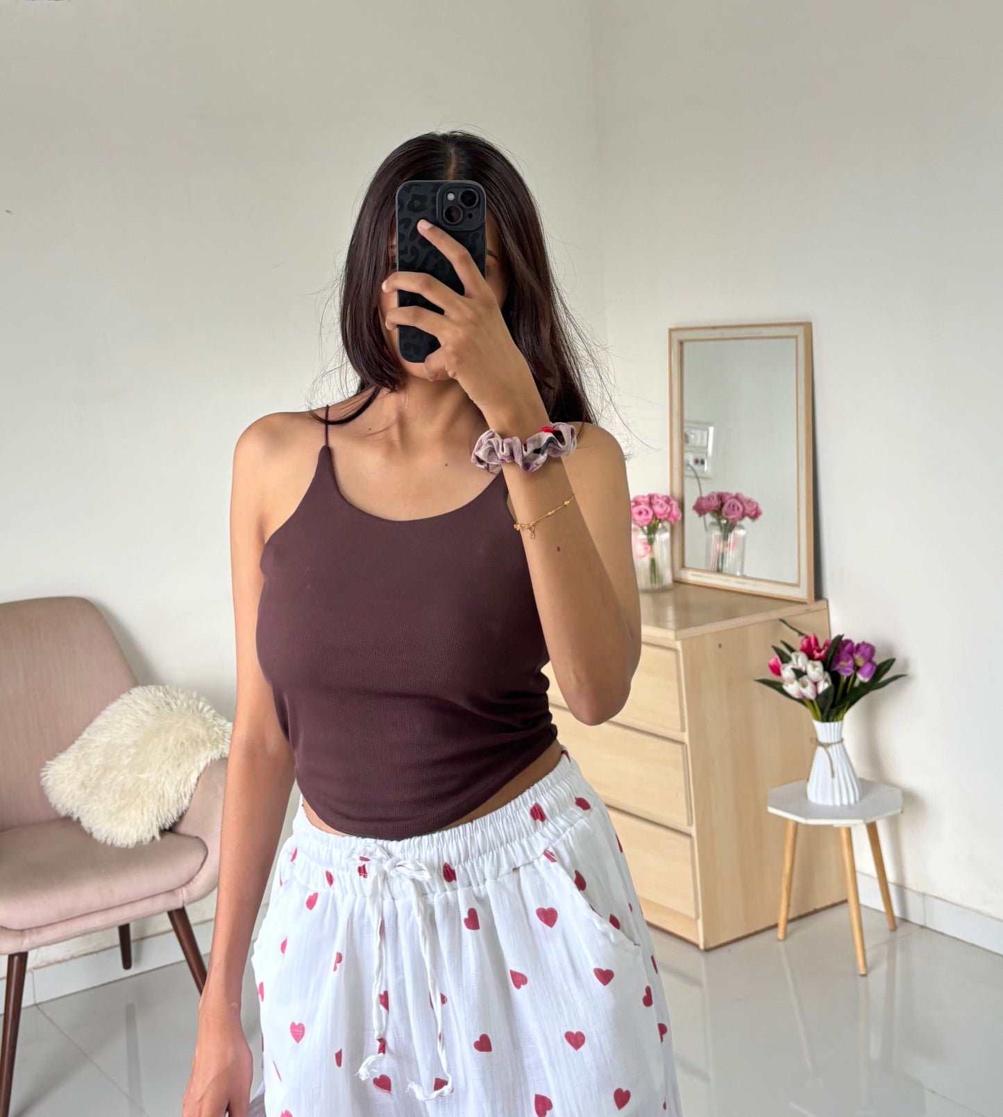 Brown Double Layer Tank Top