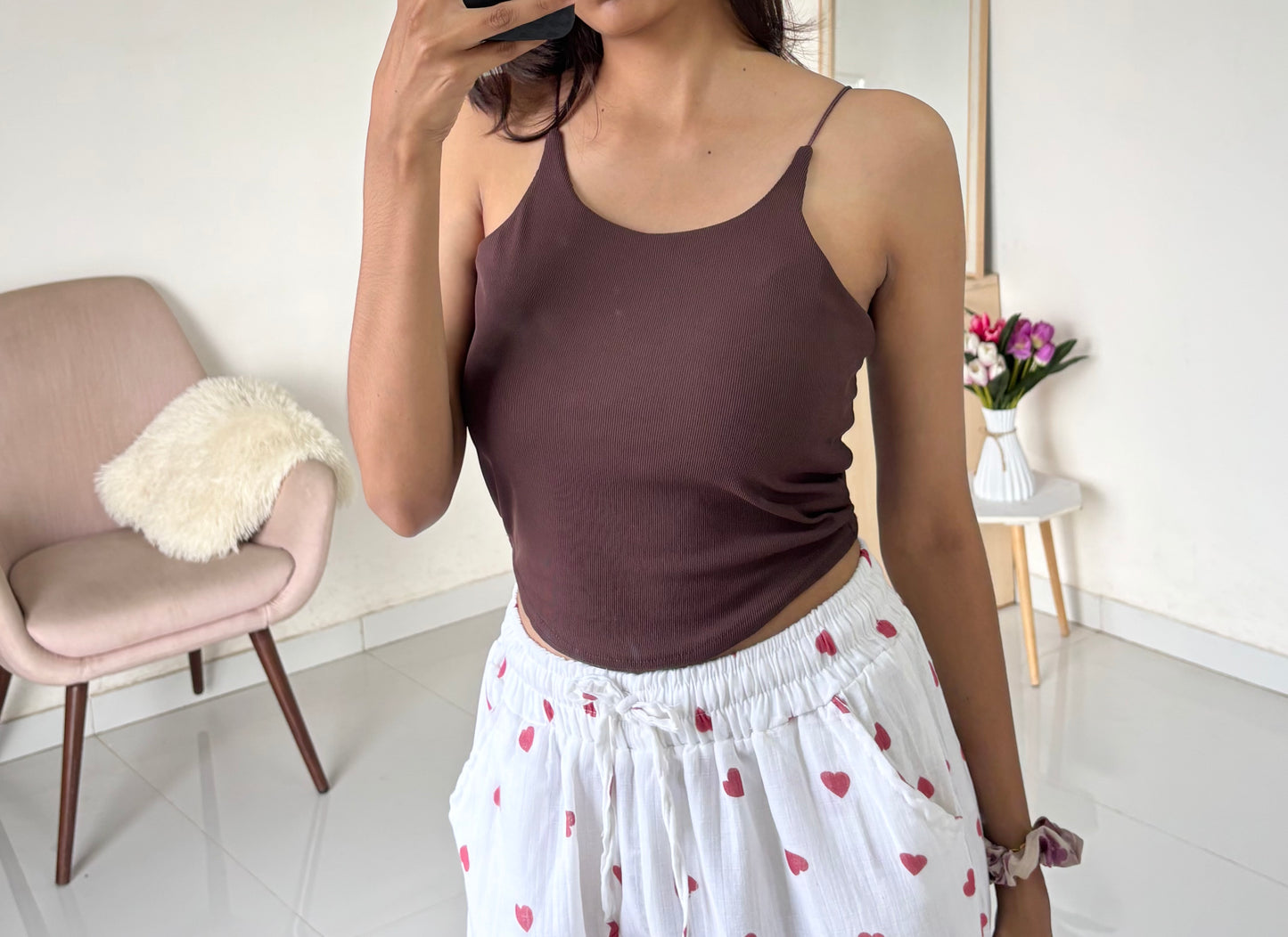 Brown Double Layer Tank Top