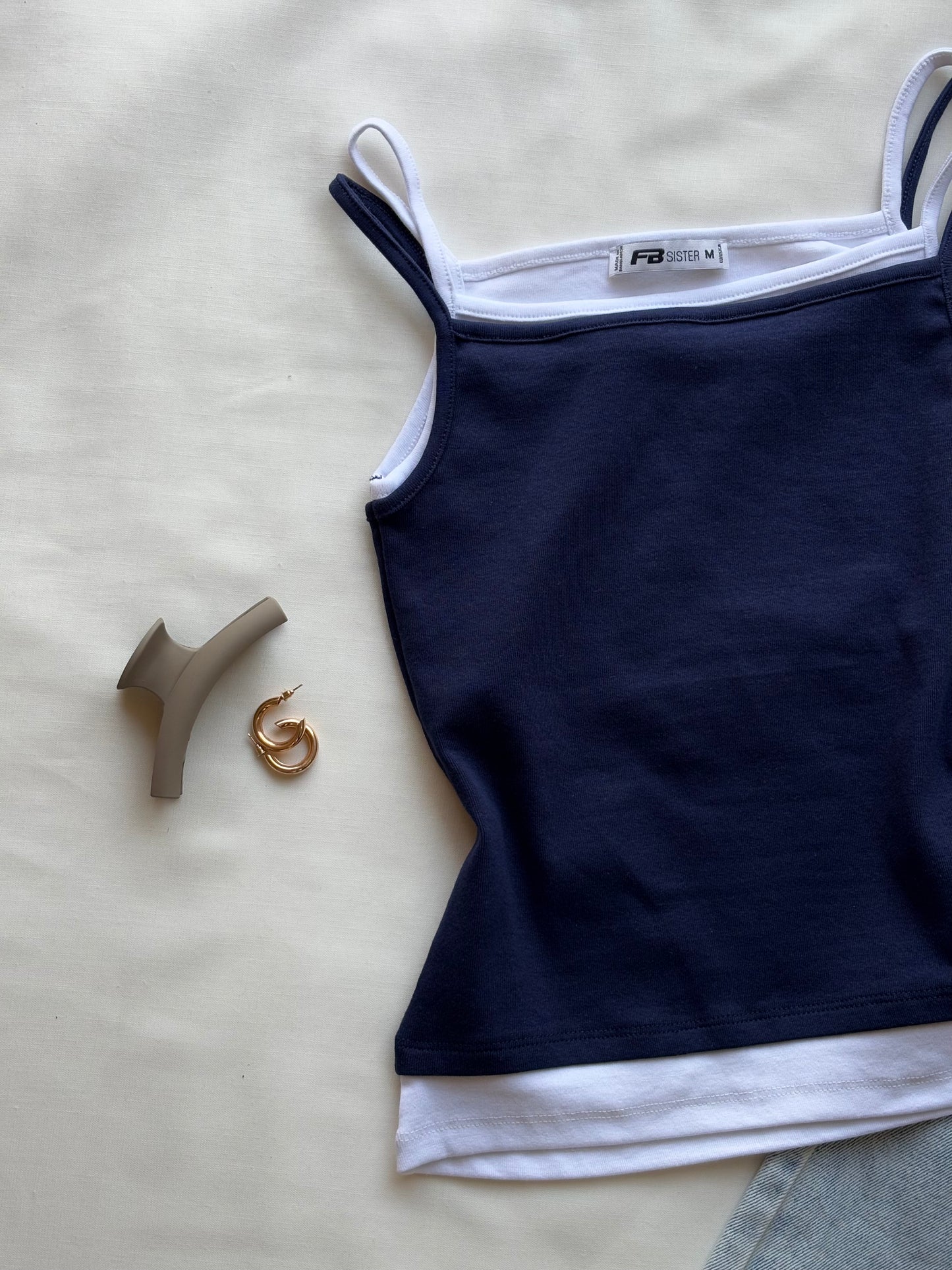 Blue double layer cami top