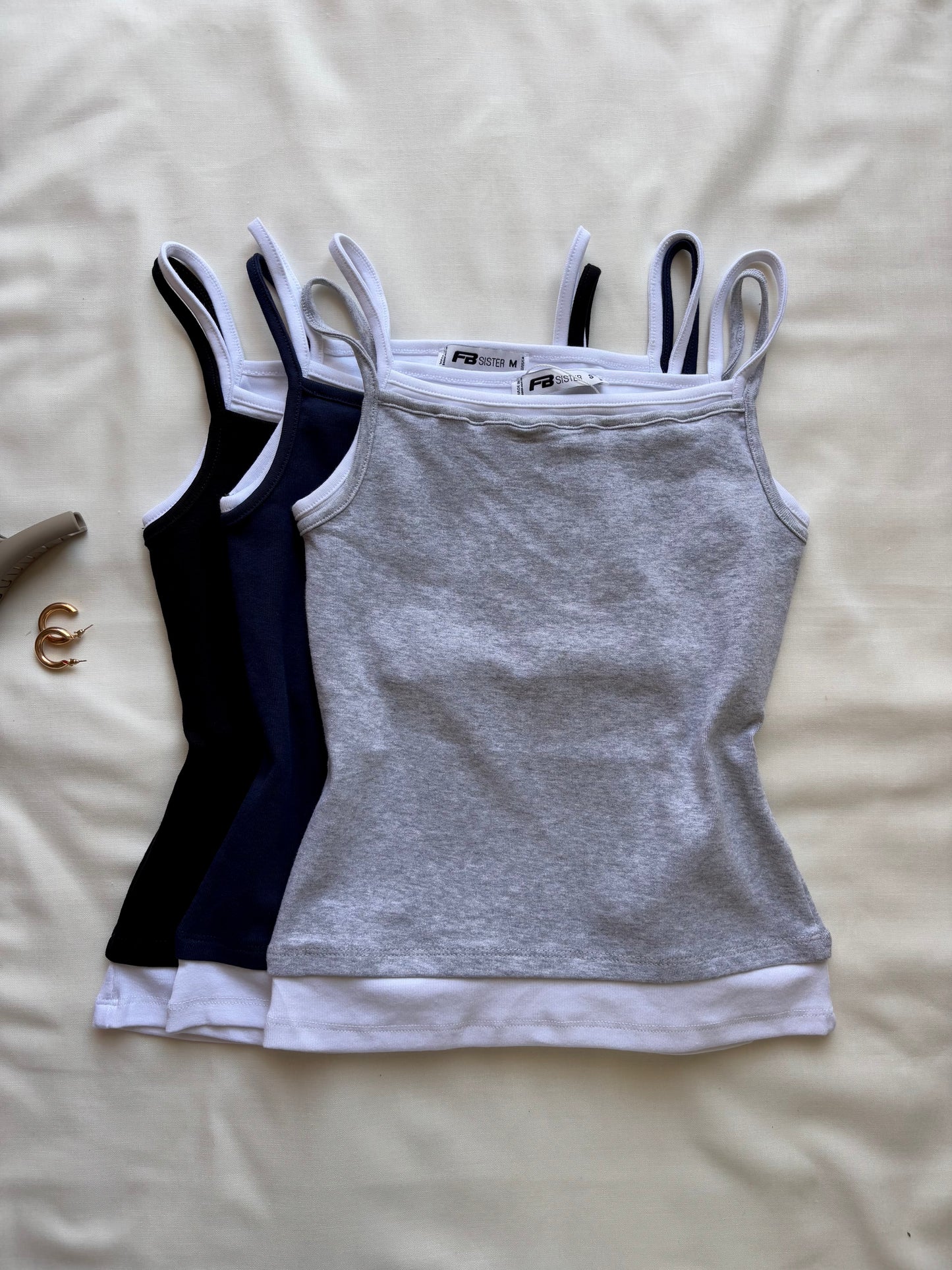 Grey double layer cami top