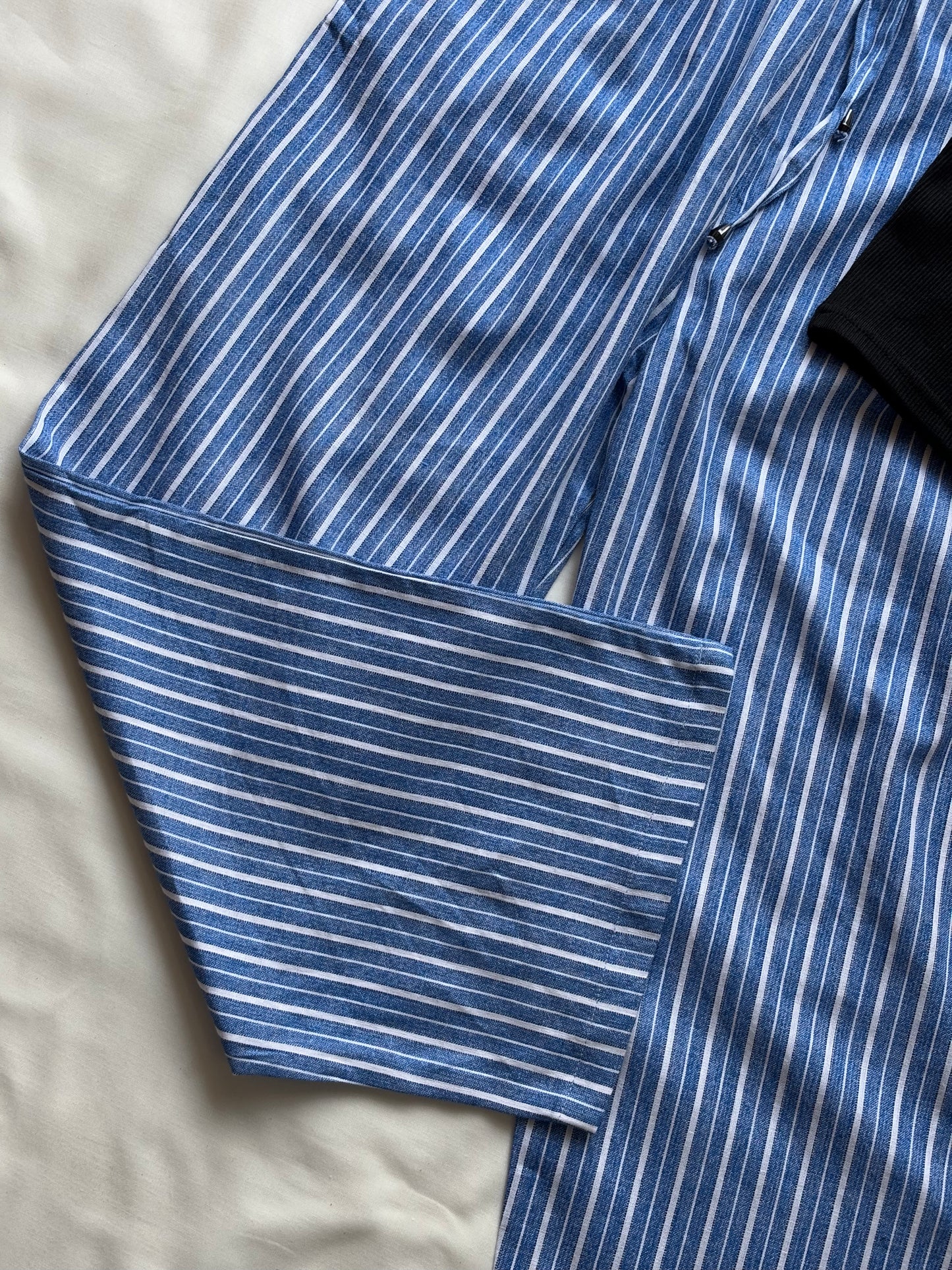 Blue striped linen pant