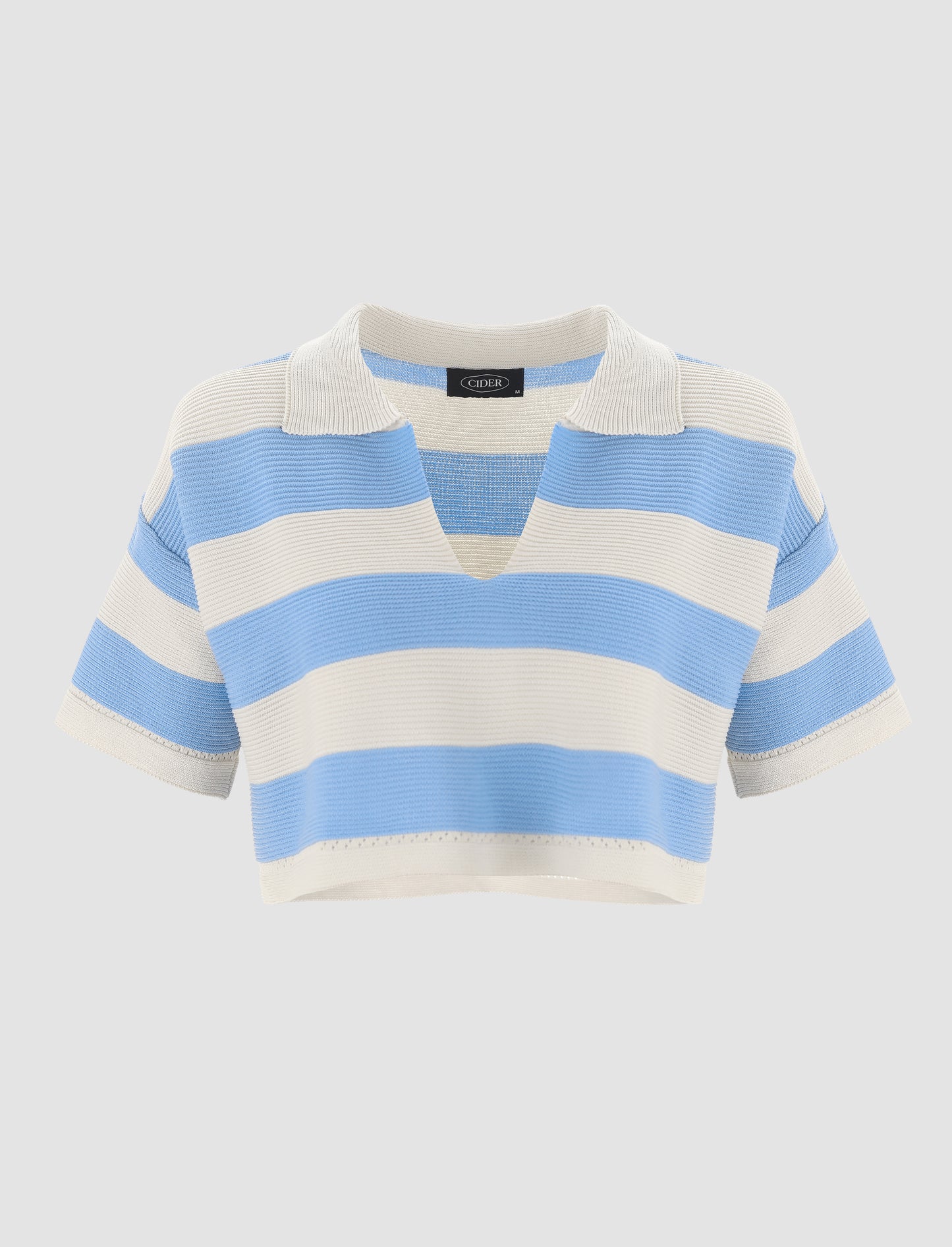 Blue Korean Striped Polo Tee