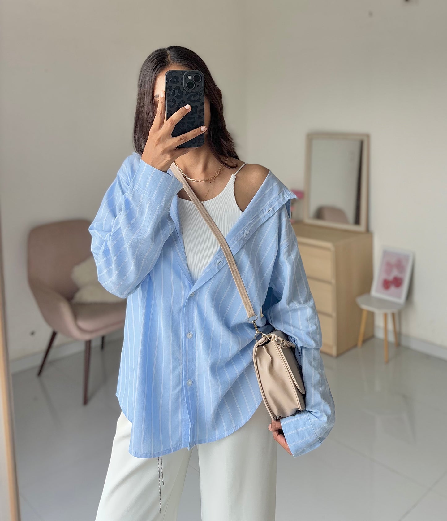 Oversized Blue Striped Shirt