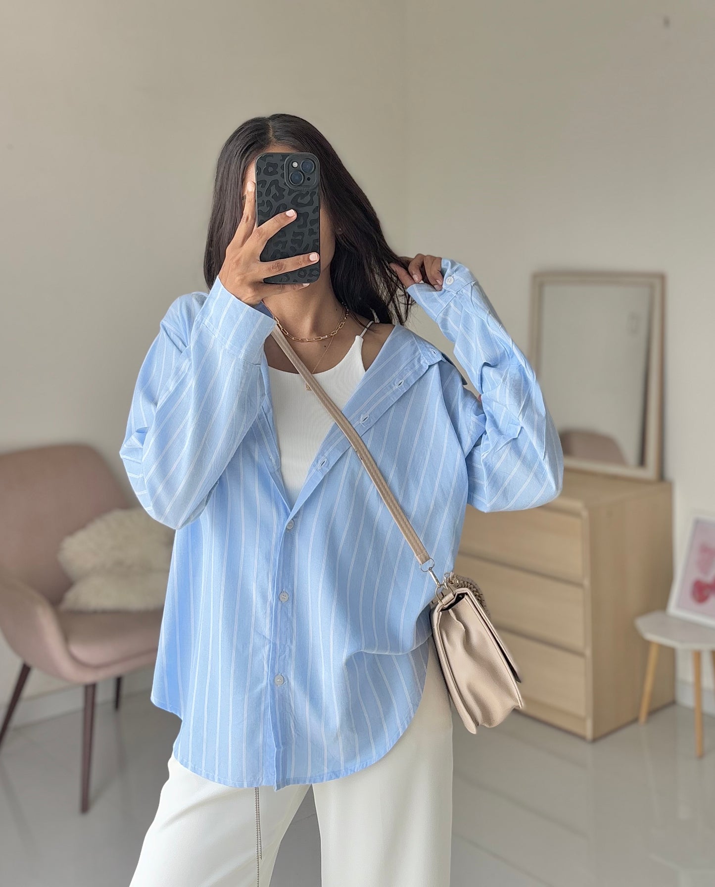 Oversized Blue Striped Shirt