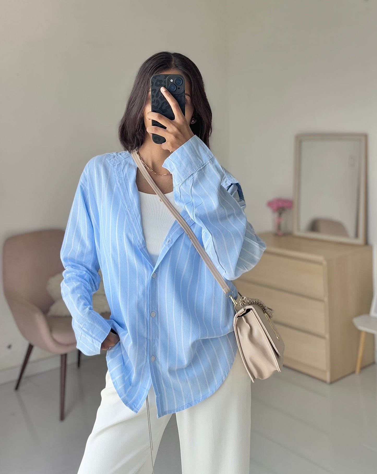 Oversized Blue Striped Shirt