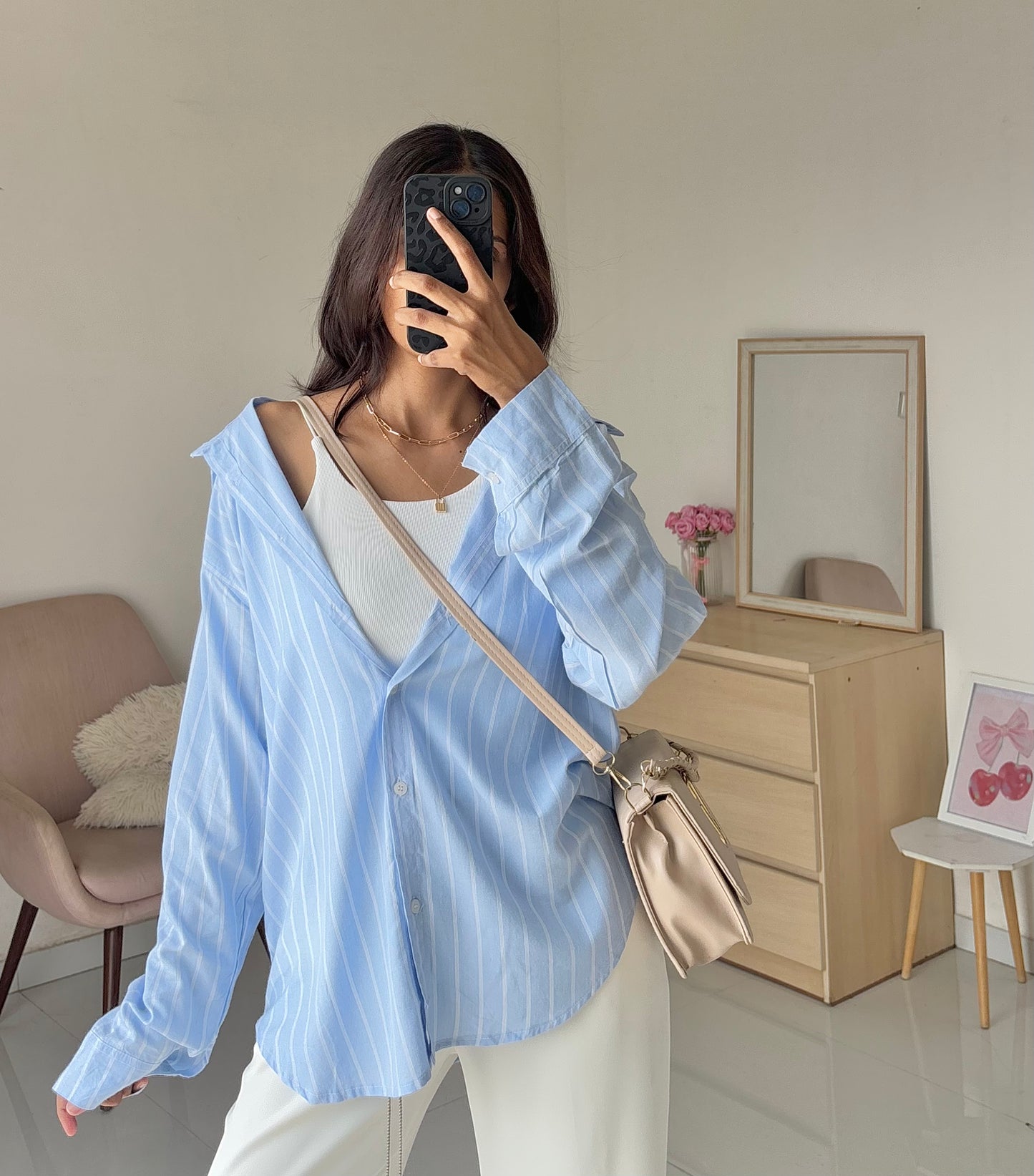 Oversized Blue Striped Shirt