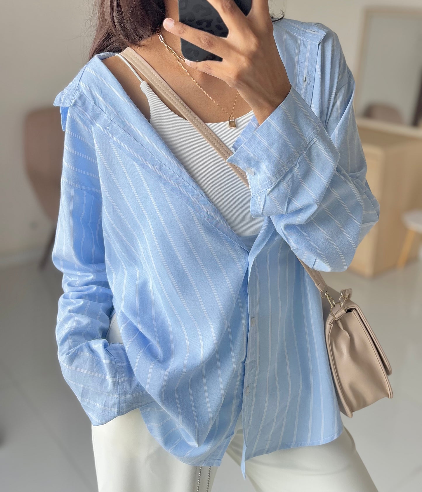 Oversized Blue Striped Shirt