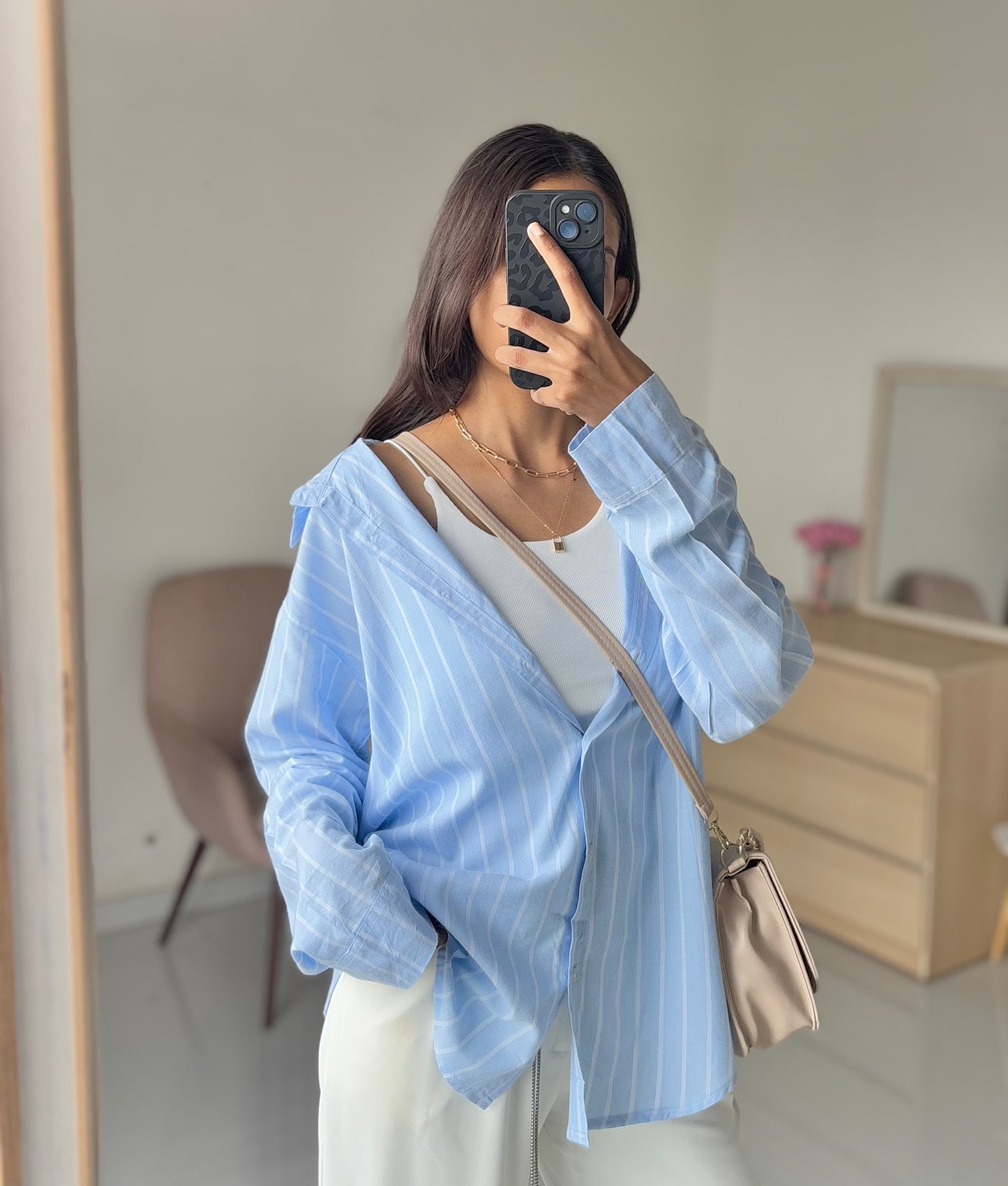 Oversized Blue Striped Shirt