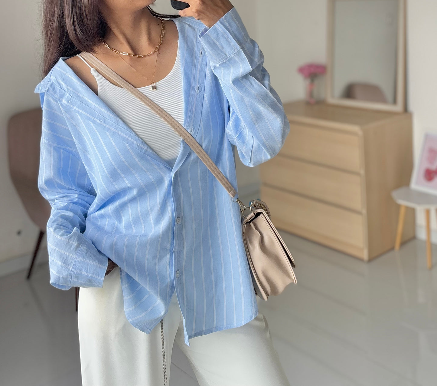 Oversized Blue Striped Shirt