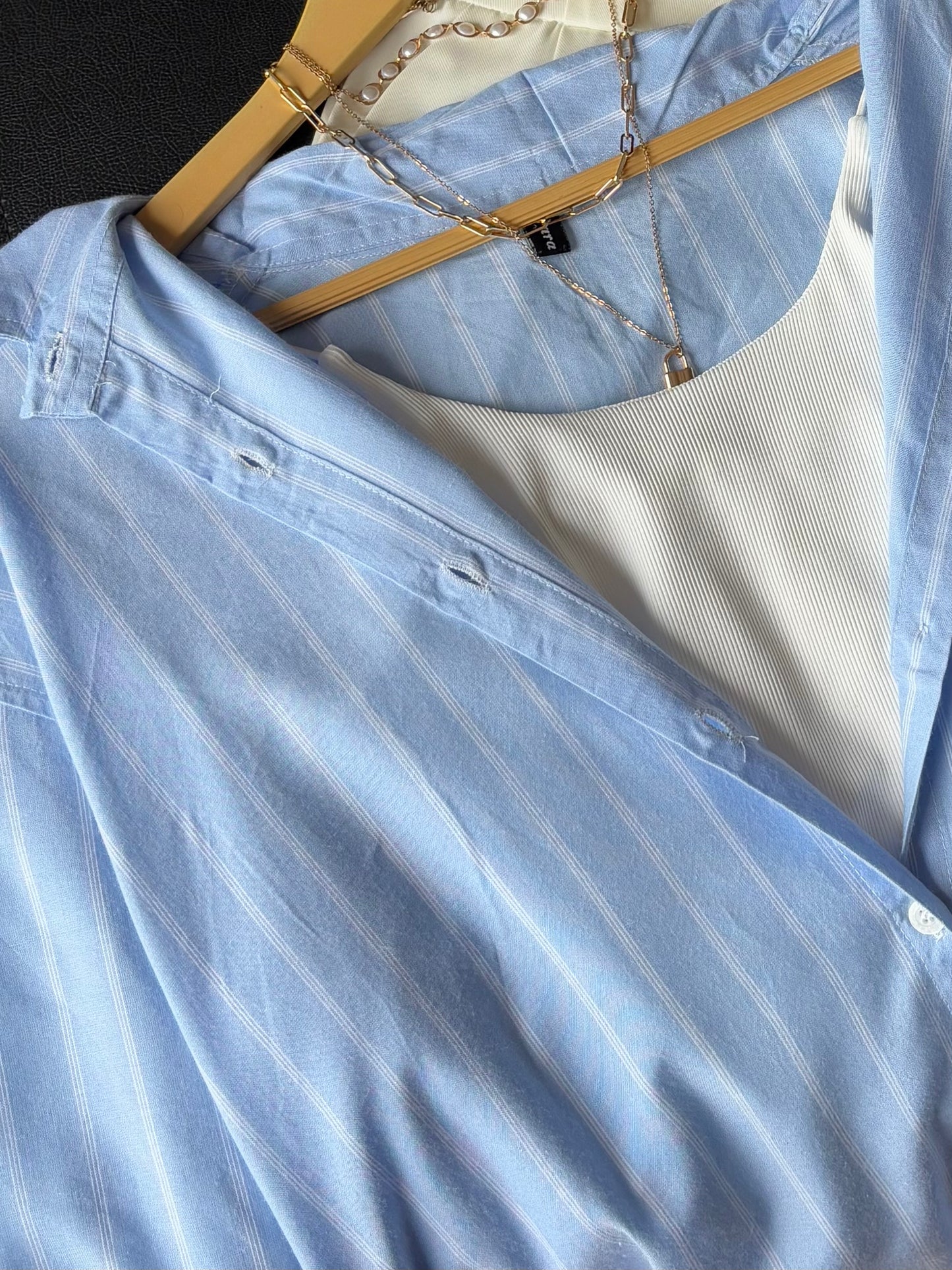 Oversized Blue Striped Shirt