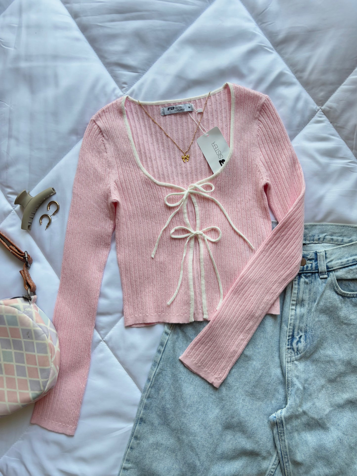 Pink bow top❀