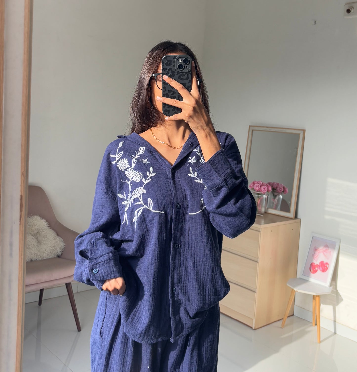 Blue Embroidery Pj sets