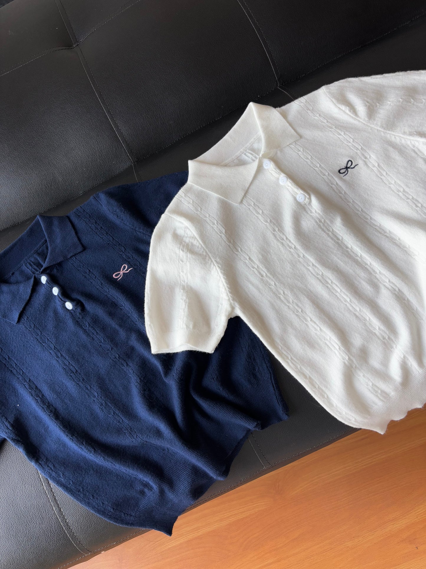 Korean Bow Embroidery Polo Tees