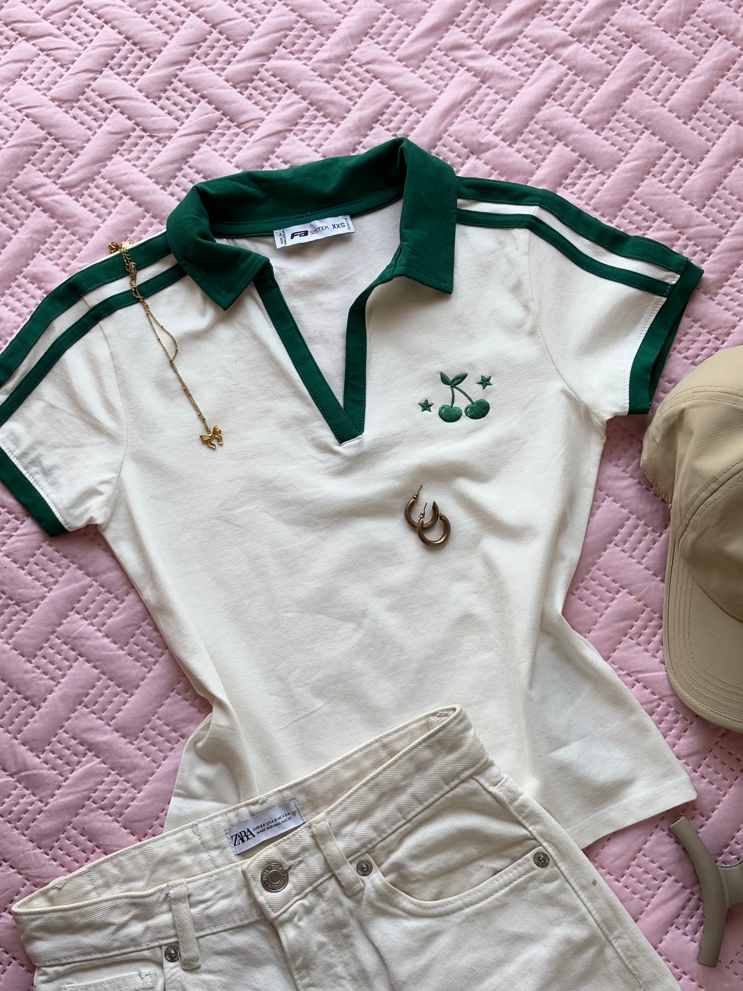 "Cherry" Green Polo T-shirt