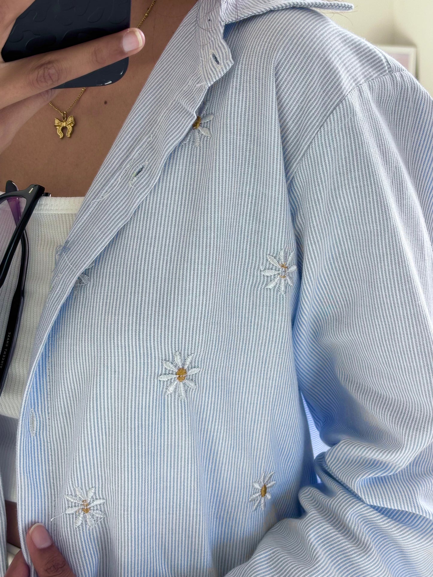 Sky Blue Embroidery Shirt