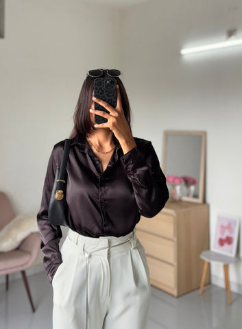 Satin Shirt (Dark Chocolate)