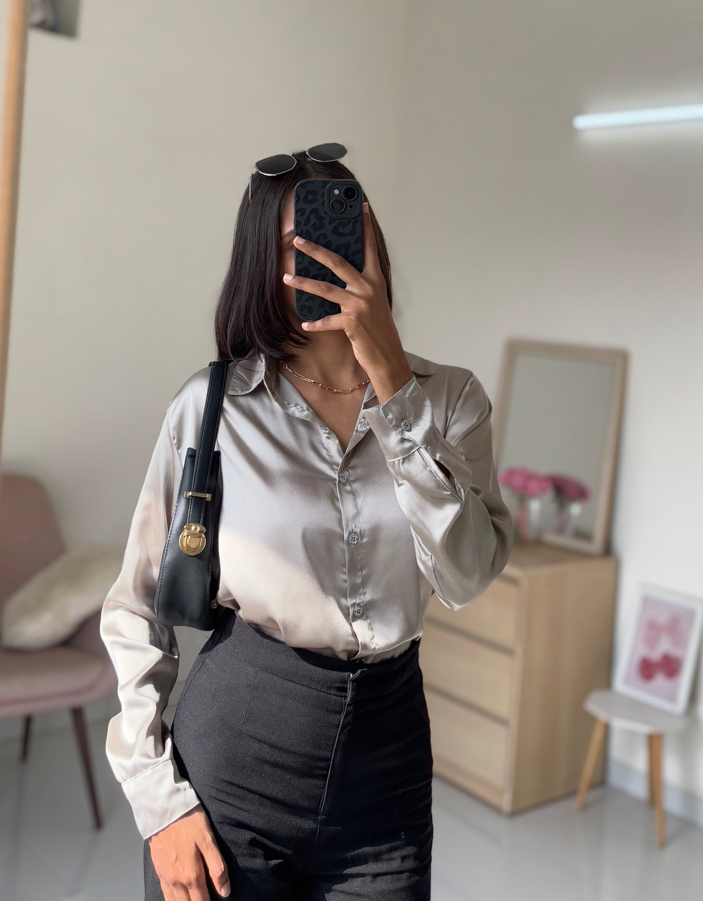 Satin Shirt (Light beige)