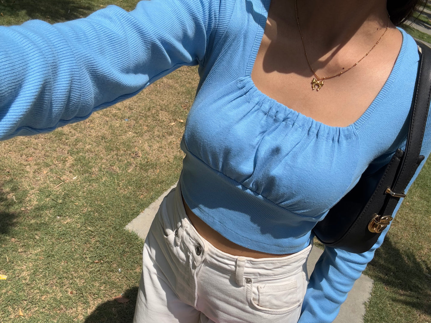 Blue Ruched Top