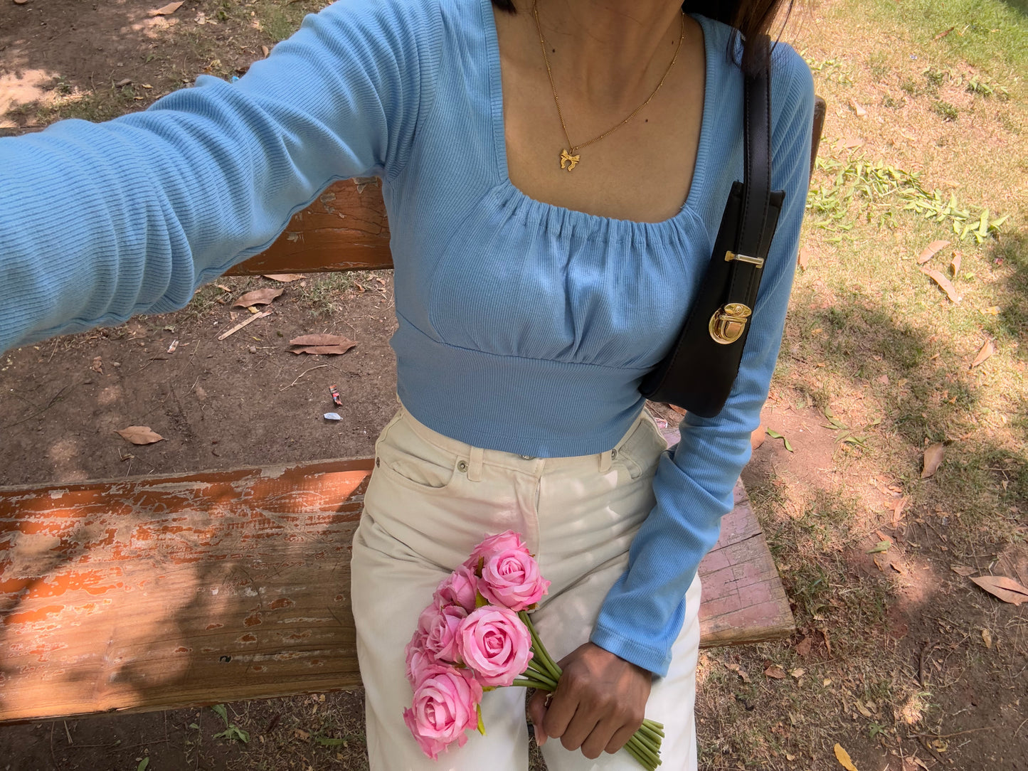Blue Ruched Top