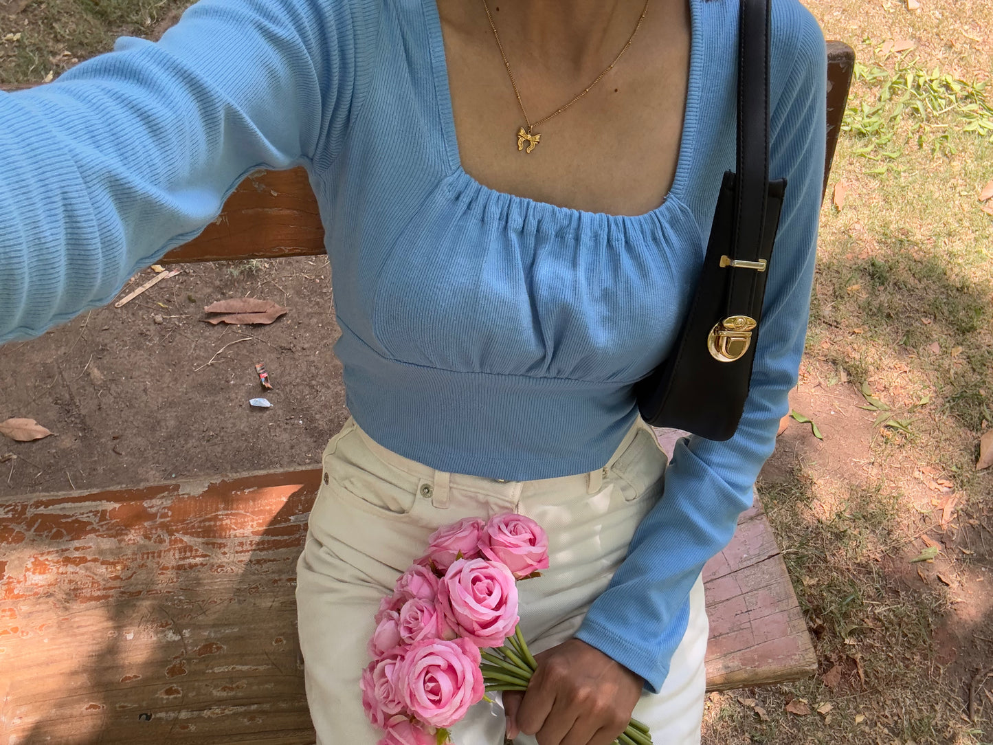 Blue Ruched Top