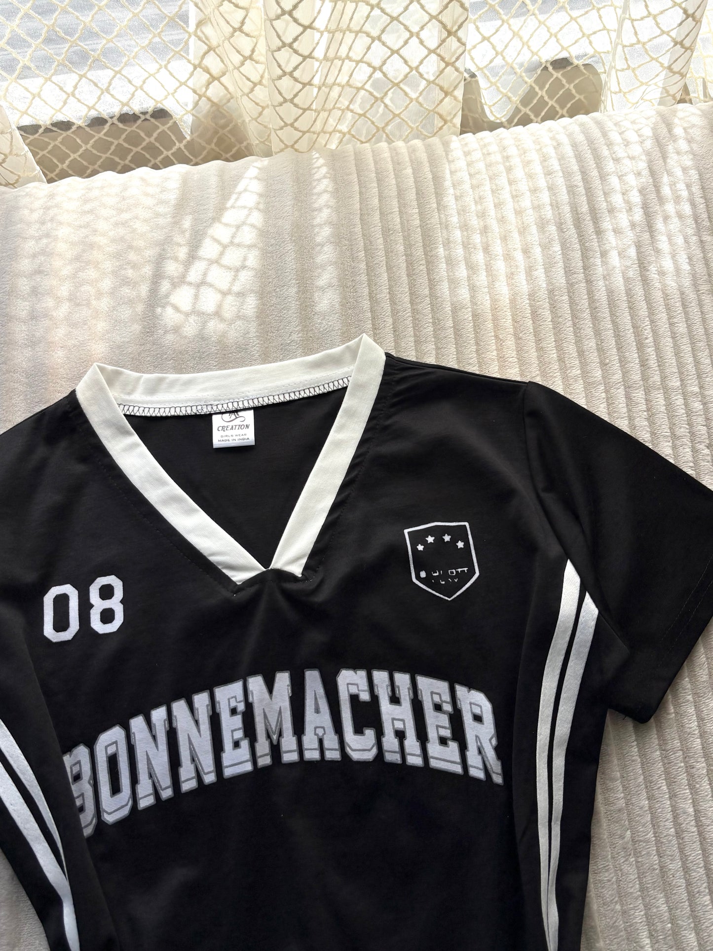 Black Varsity V-neck Jersey