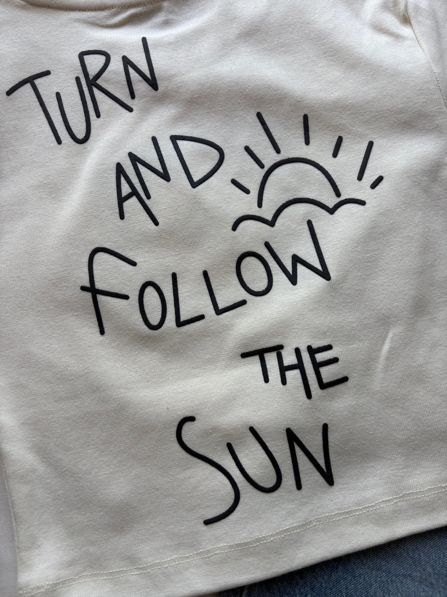 "Sun Flower" back print crop t-shirt
