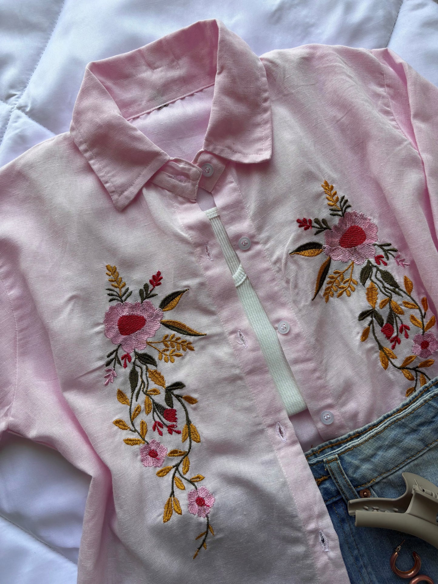 Pink Embroidery Shirt