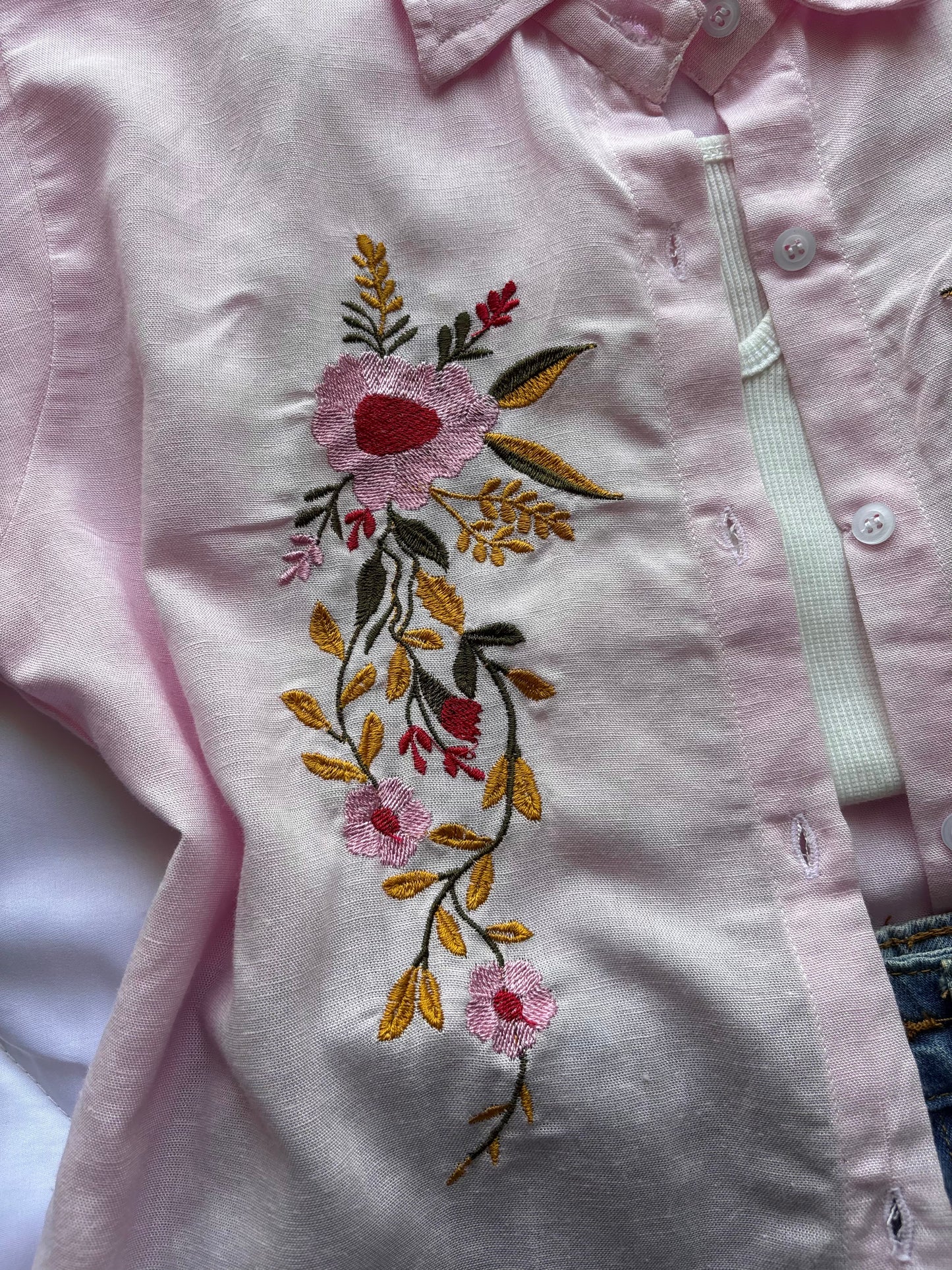 Pink Embroidery Shirt