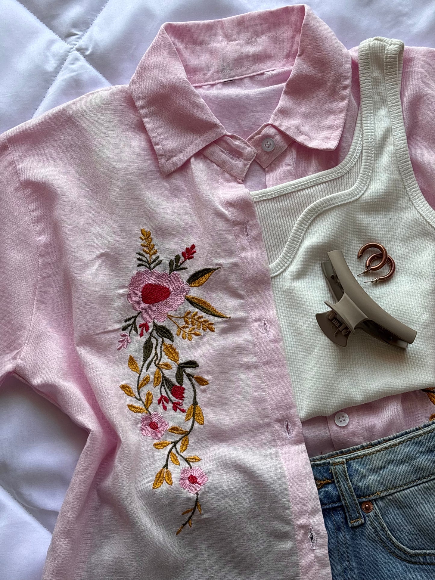 Pink Embroidery Shirt