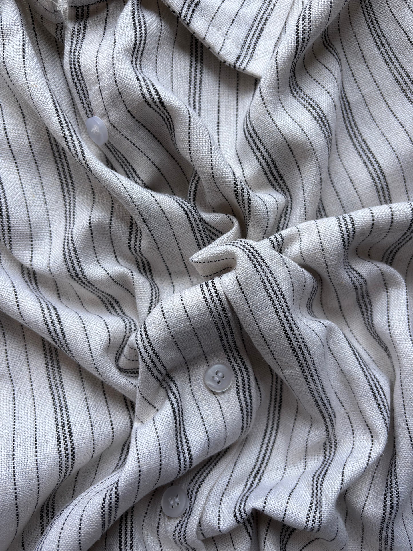 White Linen Striped Shirt
